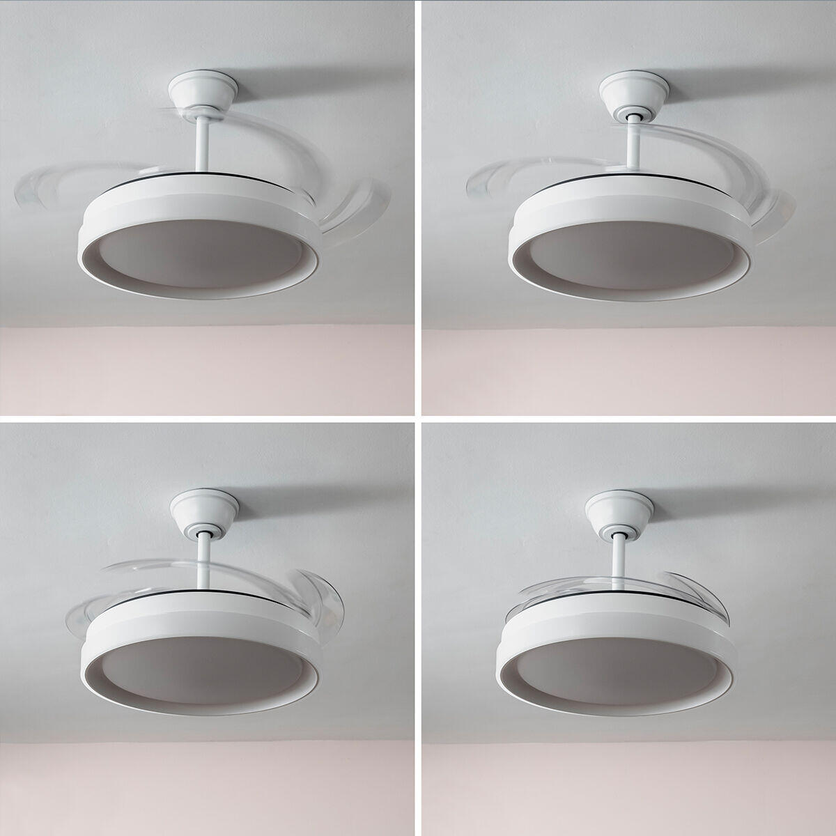 Ventilador de Techo con Luz LED y 4 Aspas Retráctiles Keteez  Blanco 72 W Ø49-104 cm