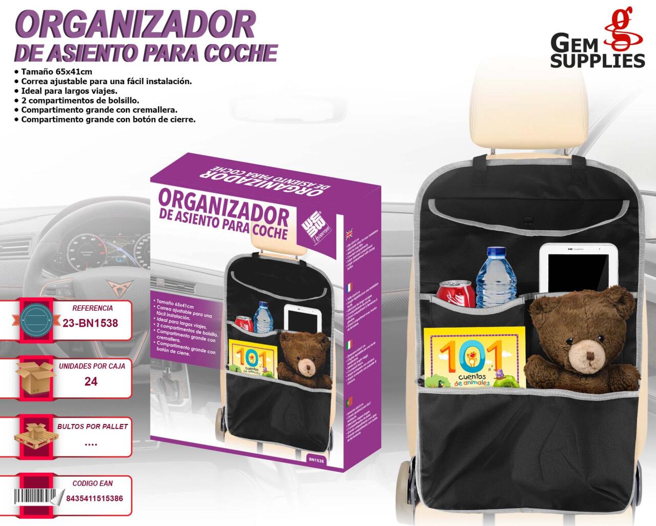 Pack Coche Organización De Maletero & De Asiento