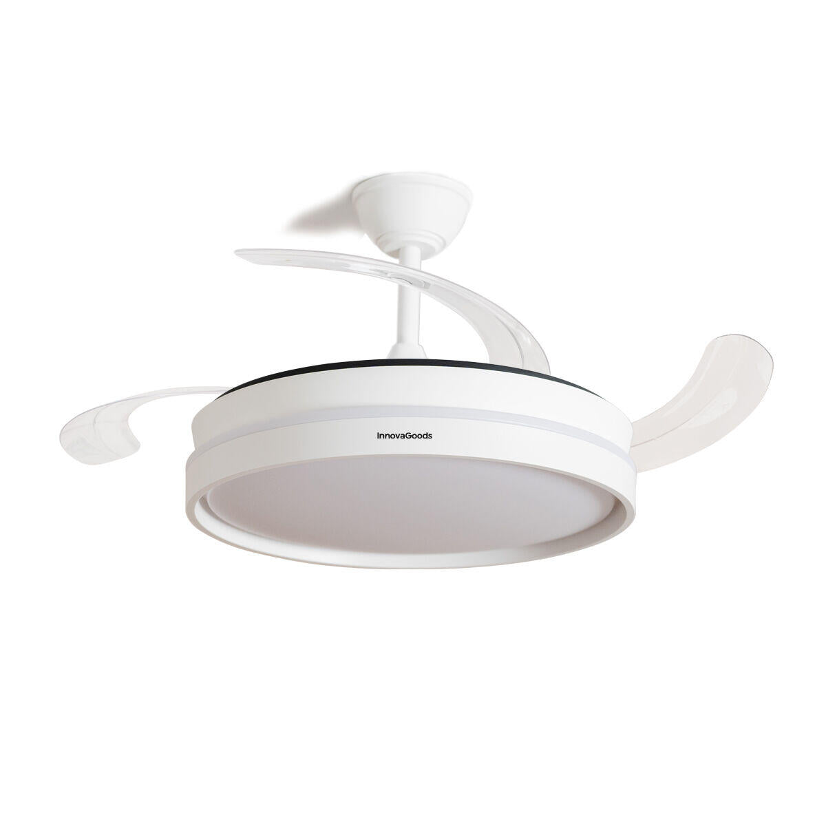 Ventilador de Techo con Luz LED y 4 Aspas Retráctiles Keteez  Blanco 72 W Ø49-104 cm