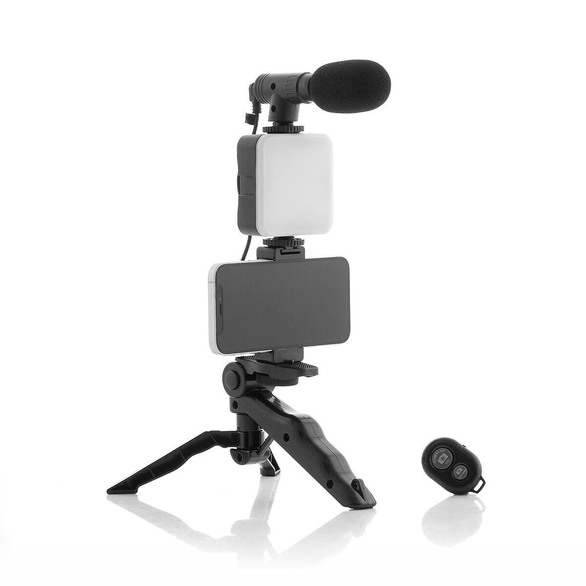Kit Vlogging con Luz, Micrófono y Mando Plodni  6 Piezas