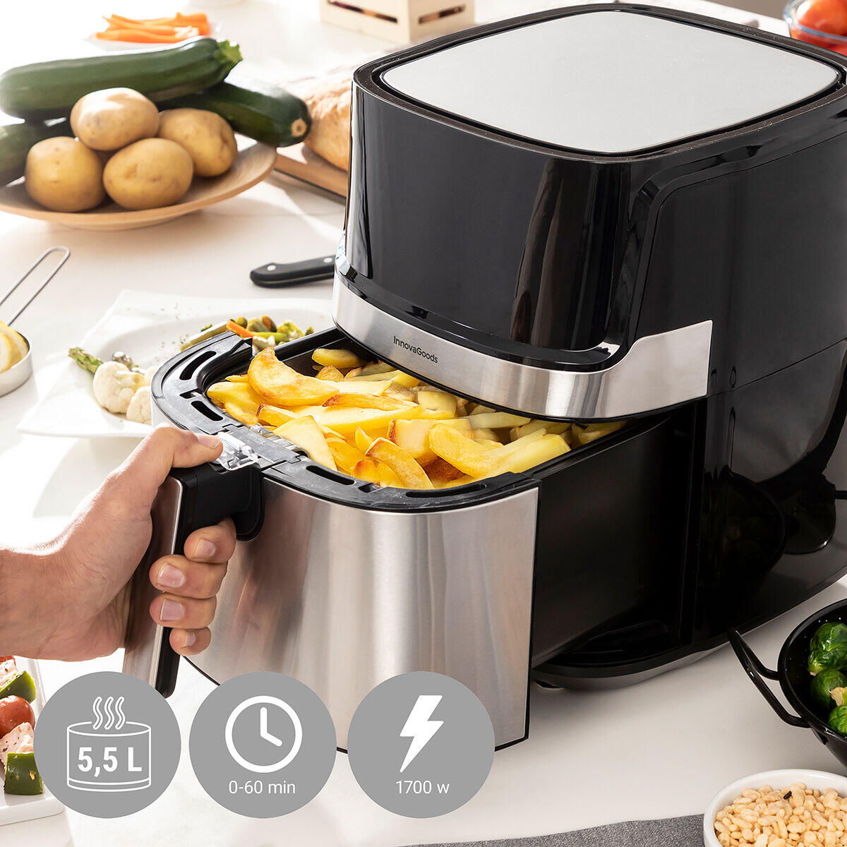 Freidora de Aire  Fryinn Pro 5500 Negro 1700 W 5,5 L Acero Inoxidable
