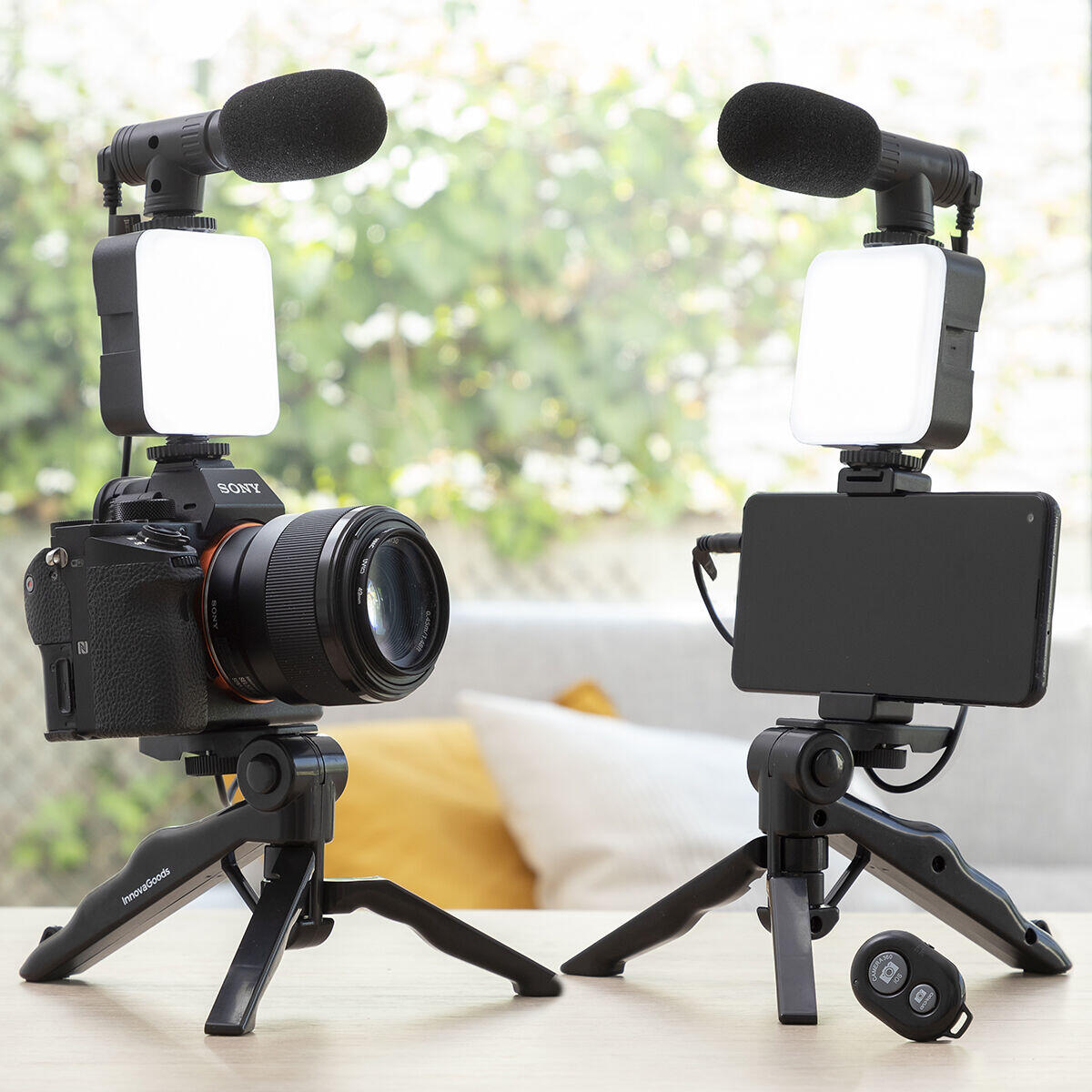 Kit Vlogging con Luz, Micrófono y Mando Plodni  6 Piezas