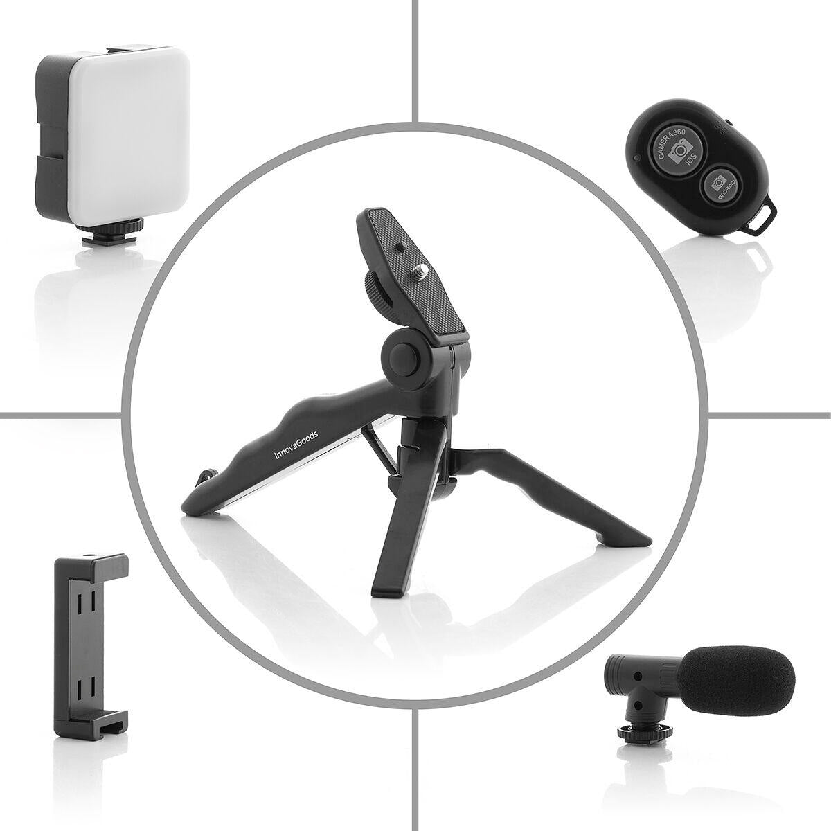 Kit Vlogging con Luz, Micrófono y Mando Plodni  6 Piezas